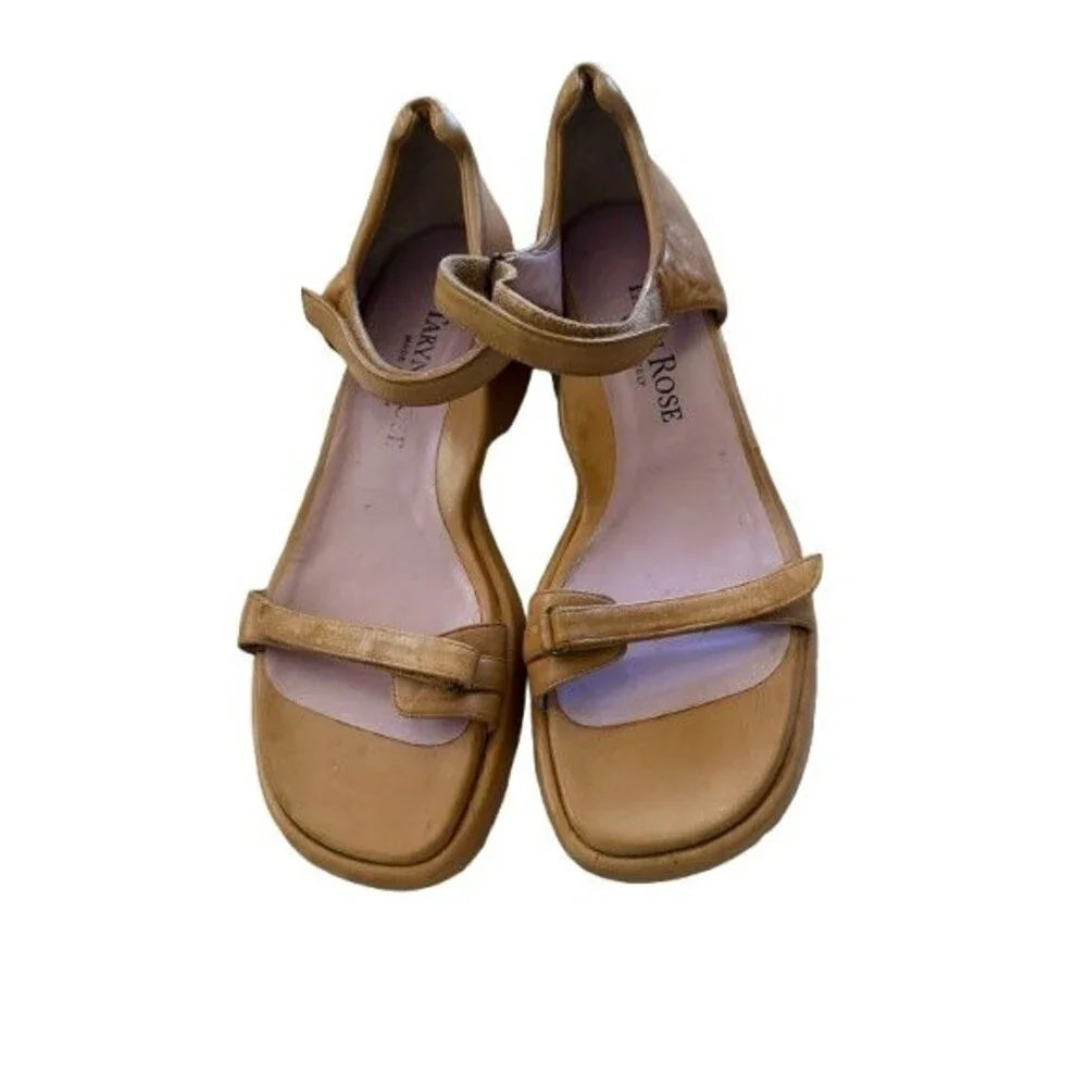 Taryn Rose Italy Tan Leather Strappy Platform Shoes Size 10M